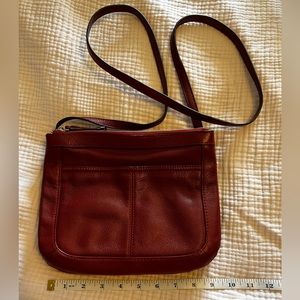 Deep red leather crossbody purse